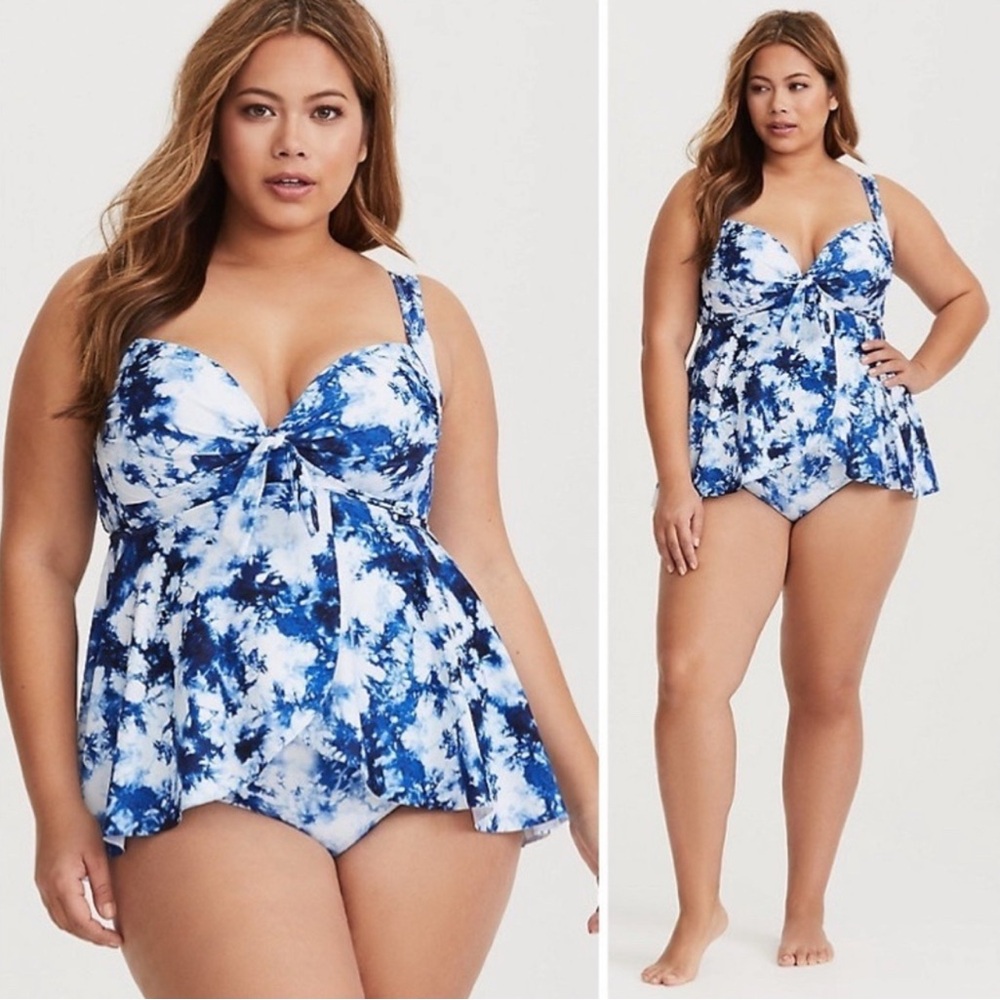 Chic Blue and White Swimsuit Adjustable Straps - Picture 2 of 5